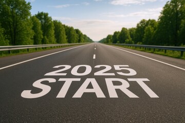 Fototapeta premium Open Road with 2025 Inscription: Embracing New Beginnings and Future Opportunities