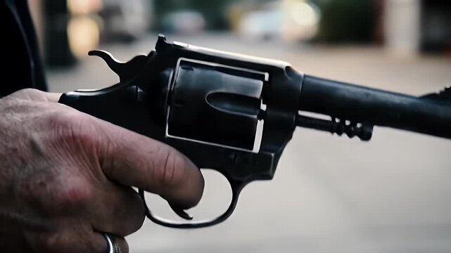 revolver firearm. A concept of threat, danger, and criminal intent.