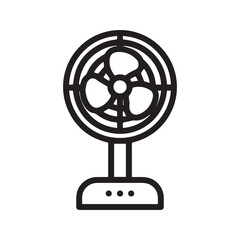 Obraz premium Electric desk fan line icon. Simple outline symbol for cooling and air circulation. Vector illustration of a household ventilator. 