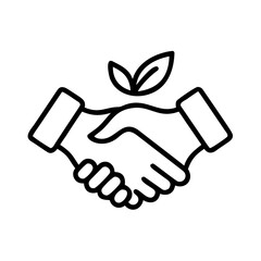 Obraz premium A symbol of partnership and environmental awareness, handshakes represent commitment to eco-friendly and sustainable practices, with leaves gracefully adorning the image.