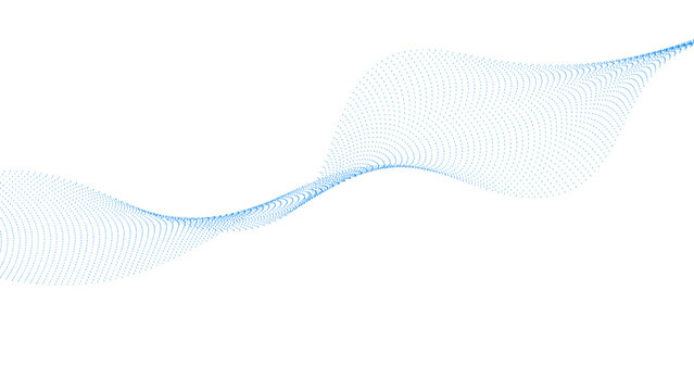 Blue dotted wave line pattern. Light halftone undulate net background. Abstract air flowing particle wallpaper. network technology background. Modern digital datum science concept. vector illustration