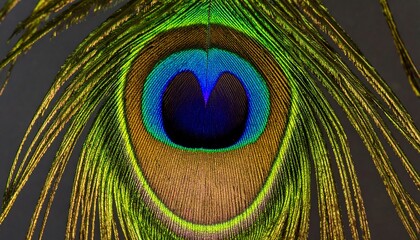 Close-up view of a peacock feather's intricate structure.