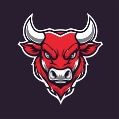 vector illustration of a bull's head as a game logo 
