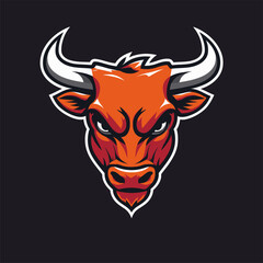 vector illustration of a bull's head as a game logo 