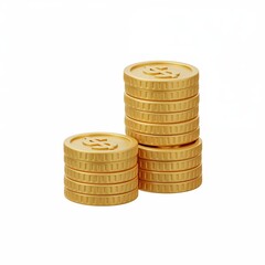 Golden Coins: A meticulously crafted stack of golden coins, radiating wealth and prosperity, symbolizes financial success and investment potential. The coins gleam with a subtle, natural light.