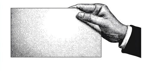 A hand holding a blank piece of paper