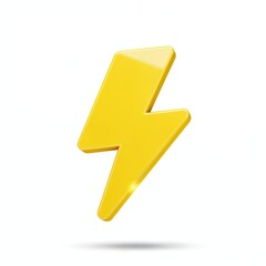 Electric Bolt Symbol: A striking, yellow electric bolt, rendered in a sleek and modern style, isolated against a minimalist backdrop, symbolizes power and energy.
