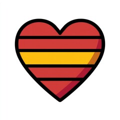 Fototapeta premium Heart-shaped graphic, resembling a flag. A red heart with horizontal stripes of red and yellow