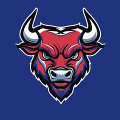 vector illustration of a bull's head as a game logo 