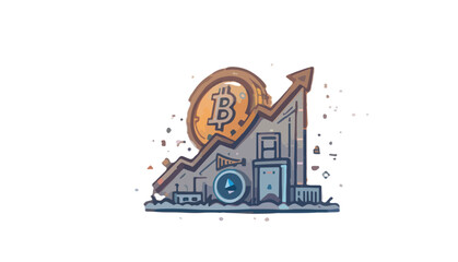 Fototapeta premium Bitcoin cryptocurrency is soaring high with positive market trend showing financial success and investment growth
