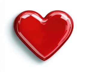 A glossy, vibrant red heart shape