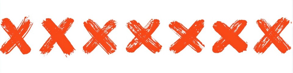 Obraz premium Series of hand-drawn orange X's