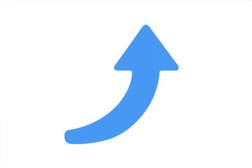 Blue arrow curving upwards on a transparent background, symbolizing growth, progress, and positive development