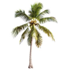 Isolated coconut palm tree against white