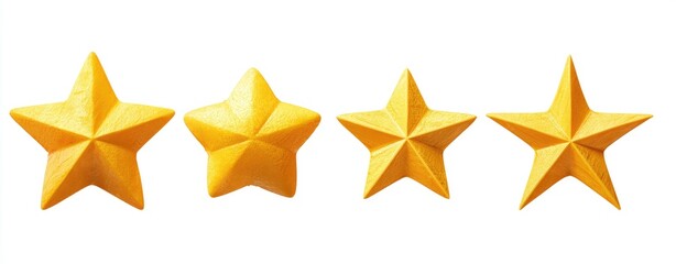 Four golden stars on white background