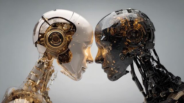 Connection between two humanoid robots in a future world
