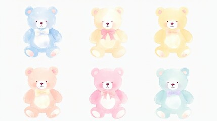 Obraz premium Adorable watercolor bear clip art for Mothers Day gif