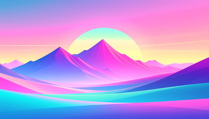 Vaporwave Pastel Gradient Landscape