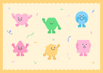 Vector illustration of cute geometric characters.