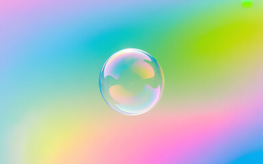 A single soap bubble floating against a gradient pastel background. 