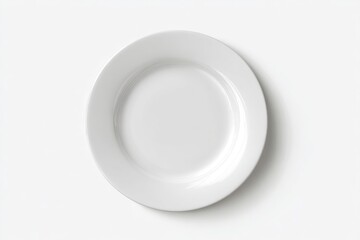 Overhead view of a blank, white, oval dinner plate