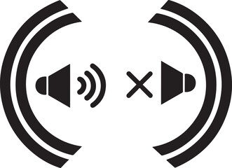 Sound On and Off Black and White Vector Icon