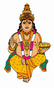 hand drawn digital art of lord kubera