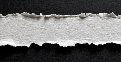 Ripped white paper strip on black background