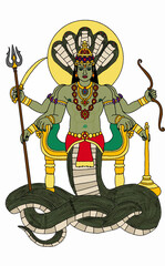 hand drawn digital art of lord sheshnag