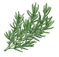 Fototapeta premium Detailed illustration of a sprig of fresh rosemary