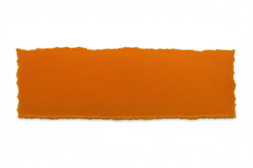 Ragged orange paper strip revealing textured edge, ripped diagonally against transparent backdrop creating graphic design element