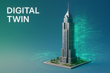 Obraz premium Futuristic Skyscraper Twin for Smart City Planning and Urban Simulation