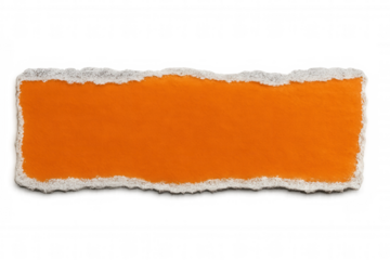 Orange torn paper horizontal strip with ragged edges, revealing transparent background for graphic design or text placement