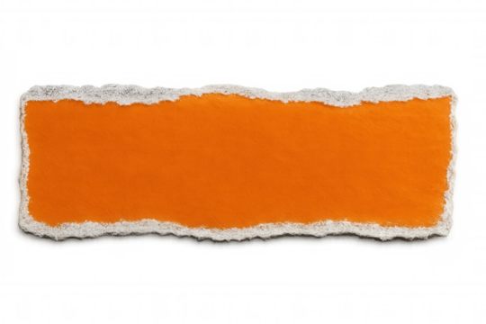Orange torn paper horizontal strip with ragged edges, revealing transparent background for graphic design or text placement - Powered by Adobe