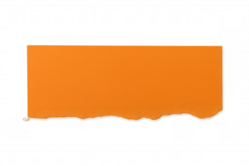 Horizontal orange ripped paper piece with transparent background, ideal for adding a pop of color and texture to designs