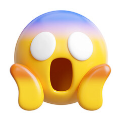 Screaming in Fear Emoji 3d &ndash; Horror & Fright Emoticon with Scared Face, Transparent PNG