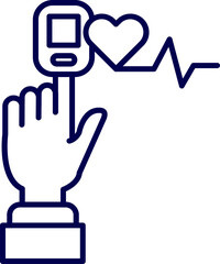 Vector of a pulse oximeter machine. Pulse Oximeter on Finger Icon. Hand with oximeter on finger. Pulse Oximeter, finger medical device. Medical equipment