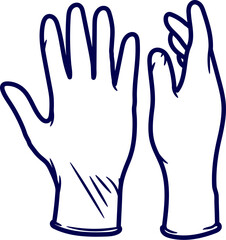 hand gloves in a white background. Medical Glove Line Icon. Rubber gloves coloring page line art. Medical gloves line icon design. illustration isolated on white background