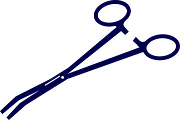 Surgical scissors silhouette isolated on white. surgical scissors or medical scissor illustration vector clip art. Surgical Scissors Icon on Transparent Background