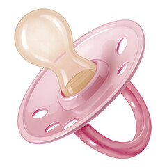 Pacifier&rsquo;s Tender Comfort: A vibrant and clean pacifier, designed for infants. This illustration evokes a sense of security and tranquility.