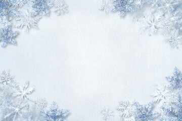 Light blue textured surface with intricate snowflakes forming a frame