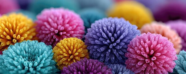Puffy puffiness with circles and look concept. Vibrant, colorful flower balls create a stunning visual display.