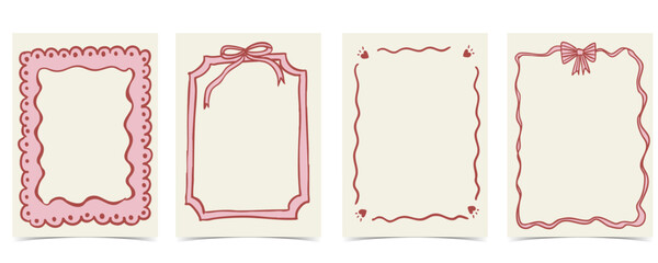 whimsical bow frame with pastel color art coquette style for kid and young birthday card template