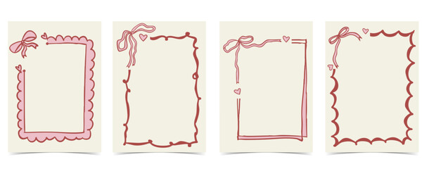whimsical bow frame with pastel color art coquette style for kid and young birthday card template