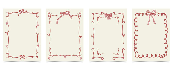 whimsical bow frame with pastel color art coquette style for kid and young birthday card template
