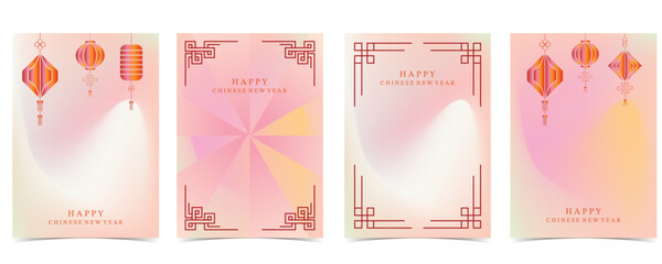 Chinese new year background with horse and lantern for A4 vertical design