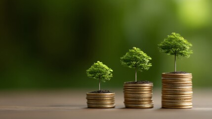 coins growing into trees symbolizing long-term investment growth 