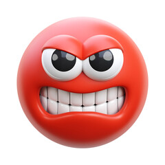 Angry Emoji 3D Icon, Red Mad Face Emoticon Illustration Isolated Transparent PNG, Cartoon Expression Clipart, Frustrated, Furious, Emotion Symbol for Chat, Message, App, Web, UI, Social Media Design