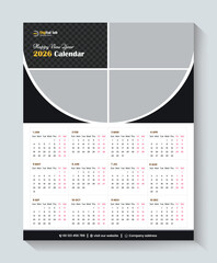 Calendar 2026, calendar 2026 week start Sunday corporate design template vector. wall calendar 2026, 2026 calendar design