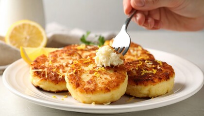 Crispy Cottage Cheese Pancakes With Lemon